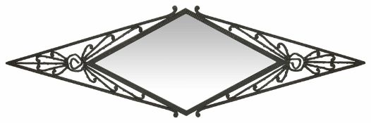 An Art Deco style overmantle metal mirror of pierced form width 105cmCondition: In good condition