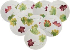 Eight Wedgwood Peal leaf plates each with transfer printed leaf pattern, each with impressed mark