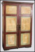 A 19th century Scandinavian painted large double marriage armoire linen press wardrobe cabinet.