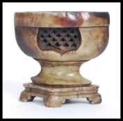 A 19th century Chinese oriental carved soapstone small incense burner / pot.