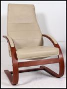 A Superb 20th century modernist Scandinavian ' Como ' bentwood cantilever framed lounge armchair by