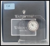 A good quality Waterford Crystal glass clock, appearing 'as new' within the original box.