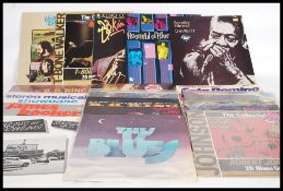 A collection of vinyl long play records of mainly blues genre to include Fats Domino,