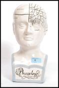 A vintage 20th century large Phrenology ceramic head ' A study of Mind '  unsigned with repairs -