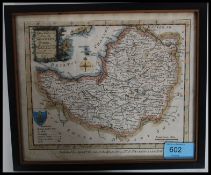 An 18th century framed and glazed map of Somersetshire by Thomas Bowen