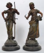 After Moreau; two 20th century coloured bronze figurines.