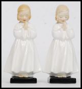 ROYAL DOULTON, A pair of Royal Doulton ceramic figures titled ' Bedtime ',