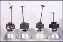 A set of 4x Hi - Tek vintage Industrial hanging work ceiling lights