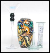 A collection of assorted ceramics / glassware to include an Italian Pesaro painted vase,