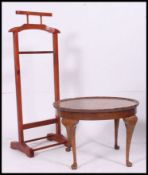 A retro mid century gentlemans vanity stand - suit stand together with a walnut 1950's Queen Anne