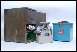 A vintage industrial Martindale Etcher machine, along with a large Metallurgy Union 8670 microscope,