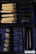 A Mappin & Webb silver plated cased set of picks. Complete in the original box.