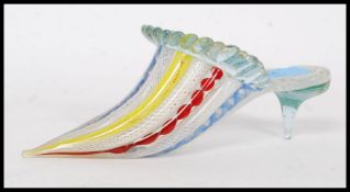 A fabulous mid century vintage miniature Murano ? studio art glass, glass slipper.