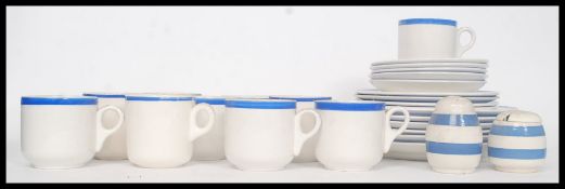 A retro Lord Nelson Pottery blue and white 1950's dinner service to include plates, cups,