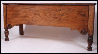 A 19th century large French country elm - ash wood coffer ( blanket box chest ) .