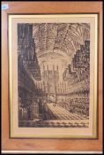 Bird, Charles; c1885, framed and glazed signed engraving, believed to be of St Mary Redcliffe,
