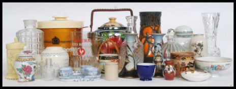 A large collection of items to include vintage retro Schweppes ice bucket,