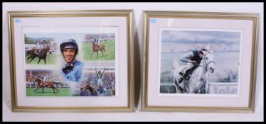 Two limited edition Royal Doulton framed and glazed (perspex) horse racing prints: Desert Orchid