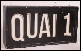 A retro Industrial 20th century unusual large French Platform Light QUAI 1.