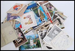 A small collection of assorted vintage postcards to include some vintage valentines cards (one to '