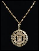 A 9ct gold Manchester United pendant and 9ct gold necklace chain. Centenary pendant 1902 - 2002.
