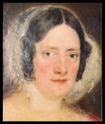A 19th century possible Georgian / Victorian oil on canvas painting - portrait study of a lady