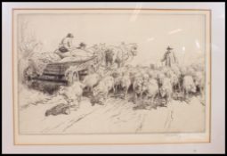 Soper, George; (1870-1942) framed and glazed etching of farming rural scene, signed to lower corner.