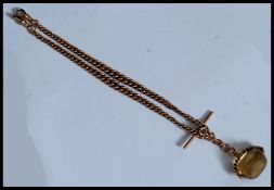 2 9ct gold early 20th century Albert watch fob chain being jointed and completed with a stunning