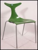 A retro contemporary Italian green and tubular single chair with unusual shape by Ciacci Kreaty -