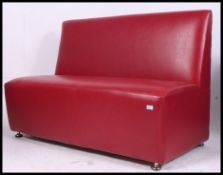 An original stunning 1970's retro vinyl cafe - bar - station waiting room sofa.