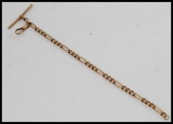 A 9ct gold albert chain with bar and clasp.  London import marks to bar with makers initials Om.