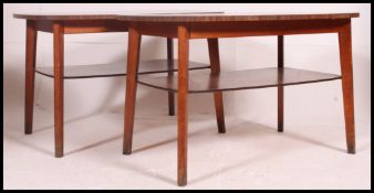 A pair of retro working mens 's tavern tables by Ben Chairs.