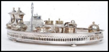 A collection of silver plated wares to include table salts, condiments sets, cruet ,