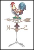 A large 20th century cast iron hand painted Cockerel weather vane,