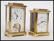 Two contemporary brass carriage clocks - one a Shatz, the other Bayard (French & German ).