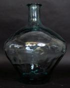 An unusual dumpy bulbous shaped clear glass continental olive jar bottle.