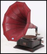 A vintage oak cased HMV His Masters Voice gramaphone,