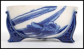 A Victorian Royal Doulton blue and white 3 footed bowl.