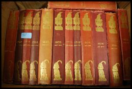 A large collection of Punch magazines in bound volumes from 1914,1916,1917,1918,1920, 21,25,28,