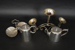 A small group of silver plate items to include a tea pot and water pot,