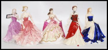 A collection of 5 Royal Doulton figures - Pretty Ladies series - Figure of the Year.