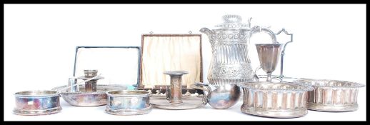 A large quantity of silver plated flat wares to include knives, forks and spoons.