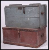 Two vintage early 20th century ? Pine tool boxes / ammo boxes,