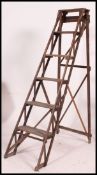 An early 20th century wooden trellis - lattice worked Industrial step ladder called - The Hatherley