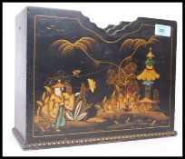 A decorative mid century Japanese chinoserie decorated large desk tidy.