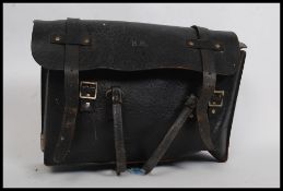 A vintage mid century British Railways station master - drivers satchel in black leather having