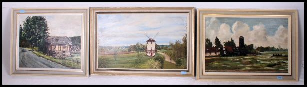 A Caddick ( Bristol Artist )  A collection of 3 framed oil paintings - English school depiciting