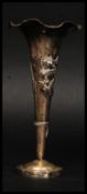 An unusual Chinese silver plate spill vase of fluted form with flange top,