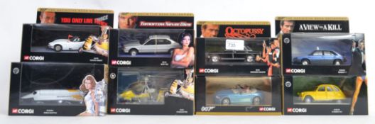 JAMES BOND CORGI: A collection of 8x Corgi diecast model James Bond cars - each from a different