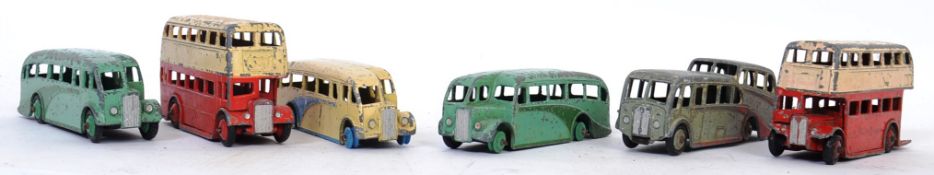 DINKY: A collection of 6x early vintage loose Dinky diecast model buses - Observation Coach,